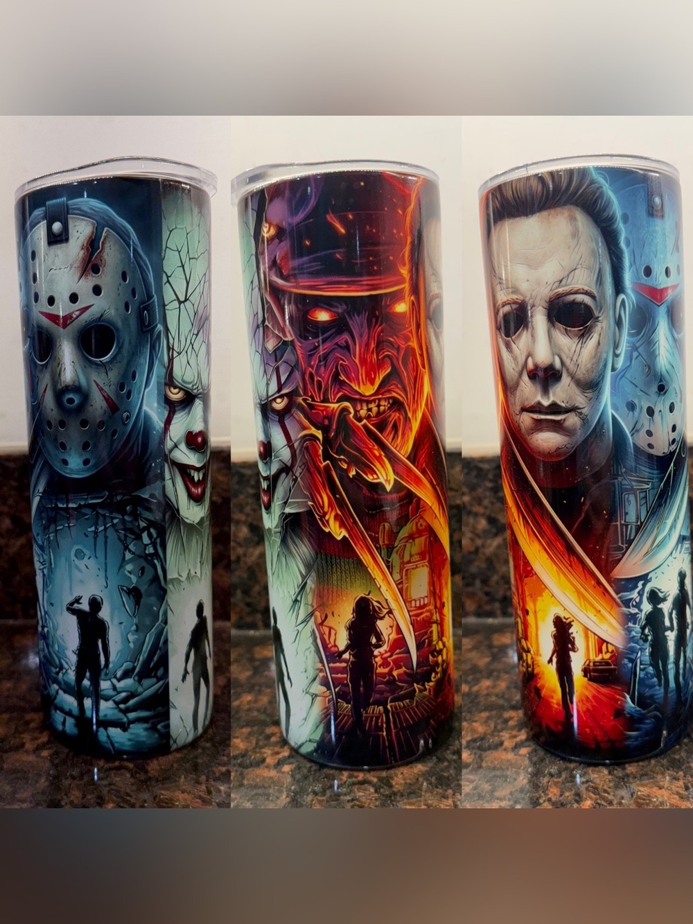 Horror Movie Characters 20oz Stainless Steel Travel Tumbler - Multicolor New
